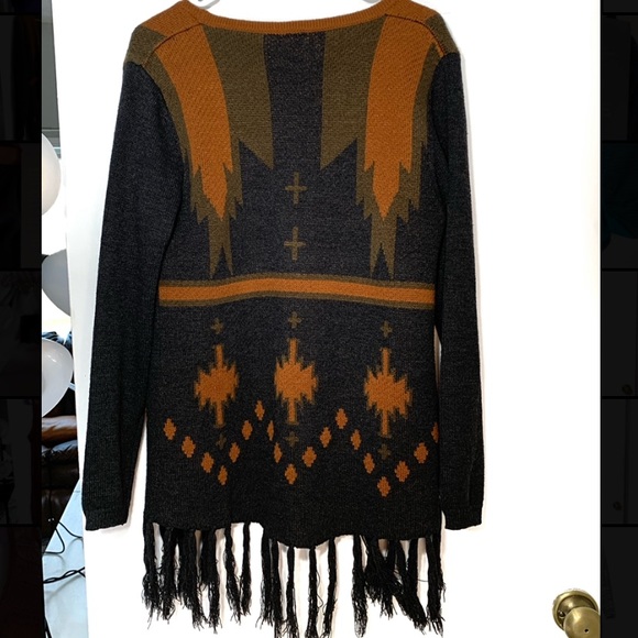 Daytrip fringe blackbrown & orange cardigan Daytrip fringe blackbrown & orange cardigan